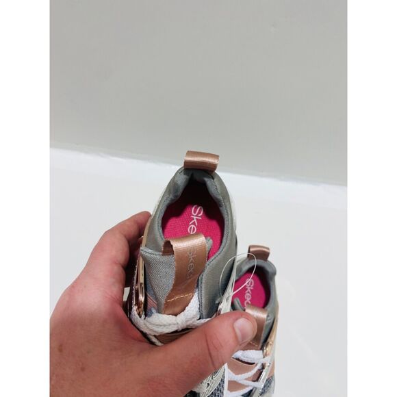 Skechers Sneakers Girl’s Metallic Grey and Rose Shine Status Athletic Size 1 - Picture 10 of 11